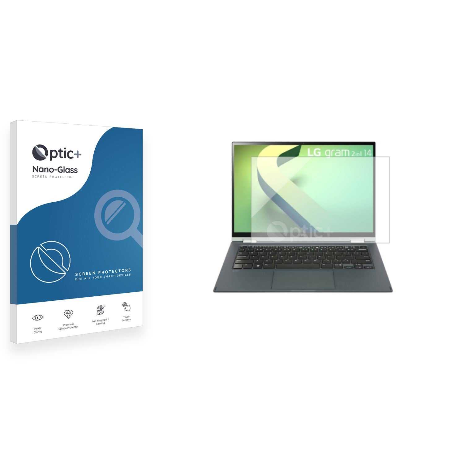 ScreenShield, Optic+ Nano Glass Screen Protector for LG gram 2-in-1 14 2023