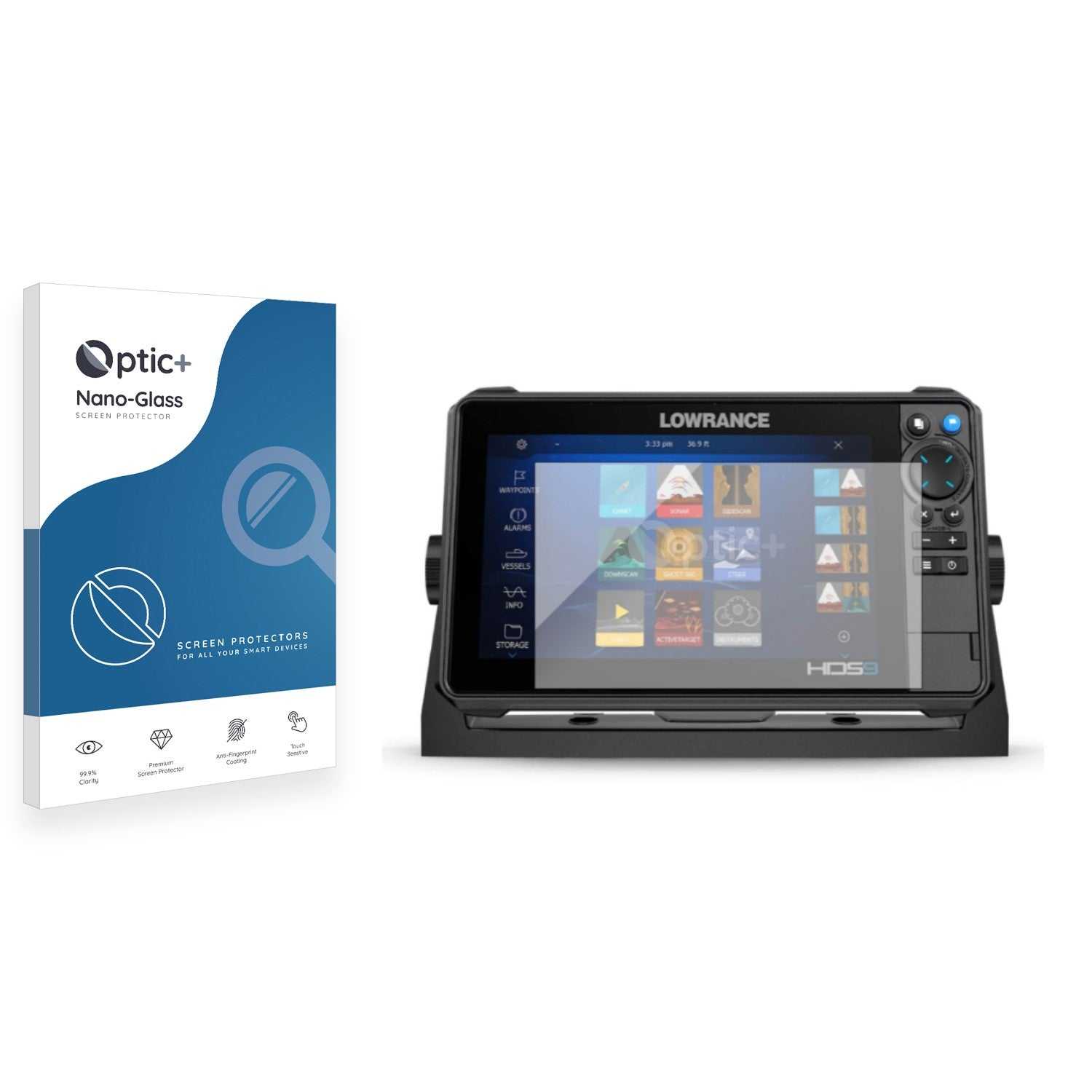 ScreenShield, Optic+ Nano Glass Screen Protector for Lowrance HDS PRO 9