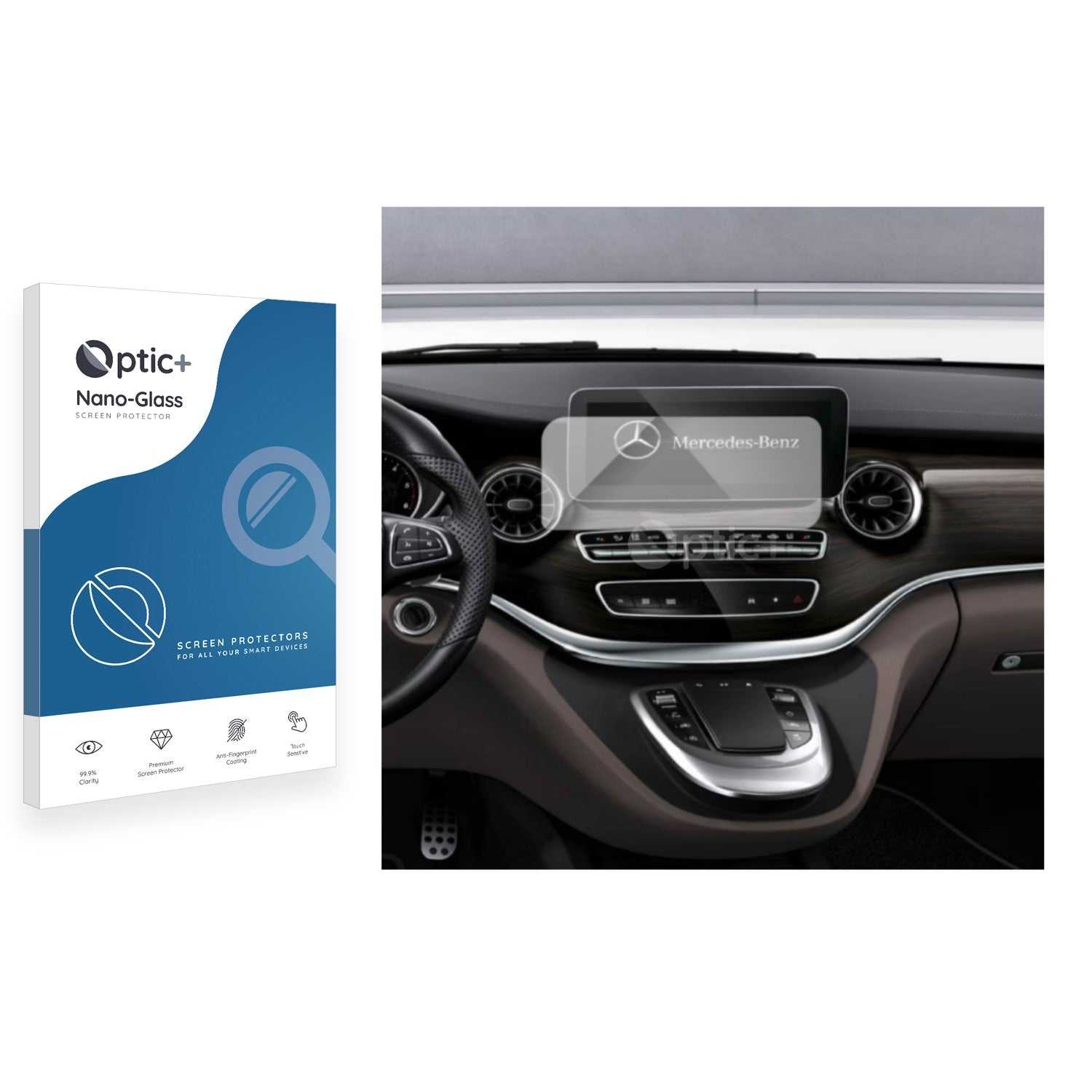 ScreenShield, Optic+ Nano Glass Screen Protector for Mercedes-Benz V-Class V250d 2022 Infotainment System